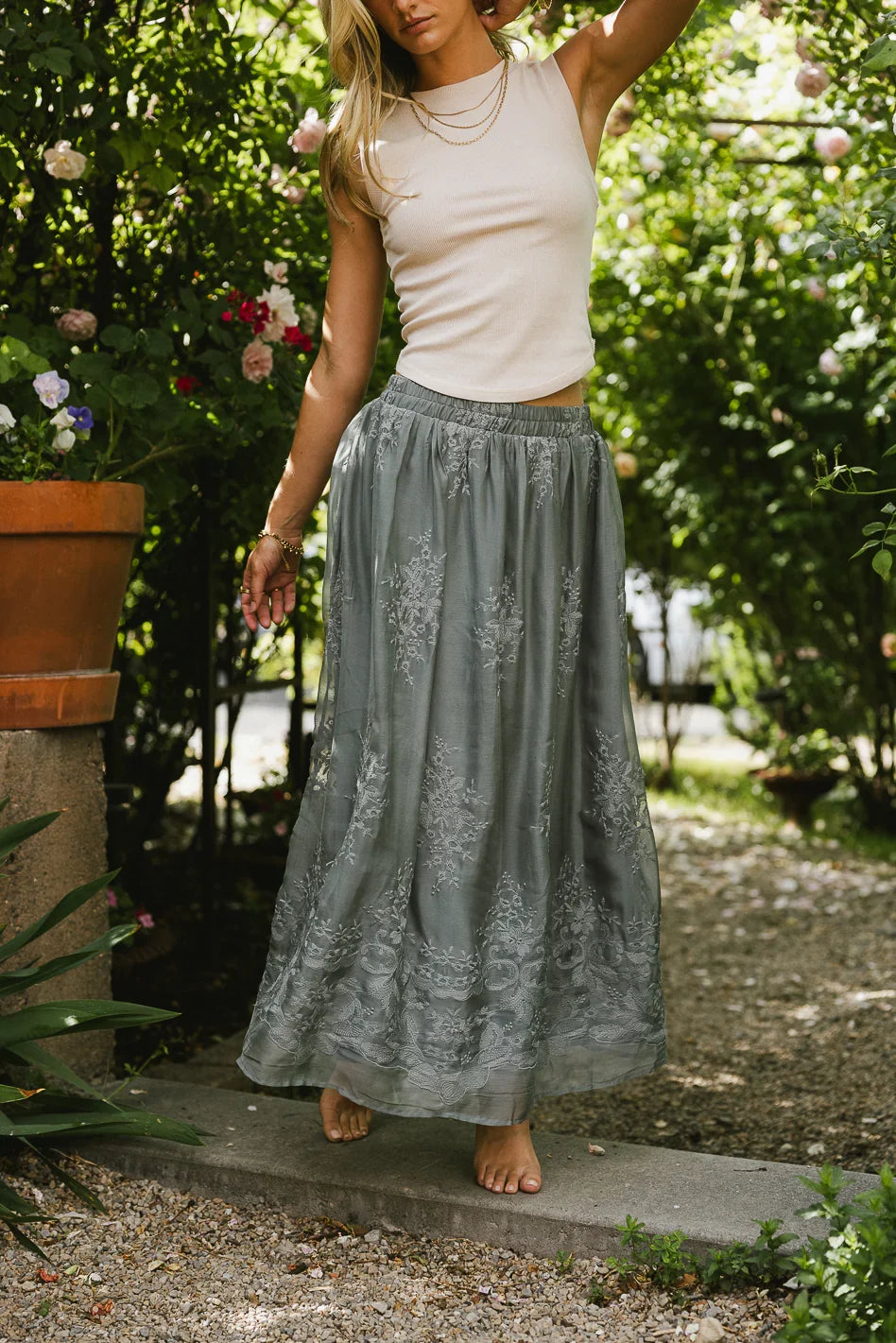 Grace Floral Tulle Skirt in Teal FINAL SALE