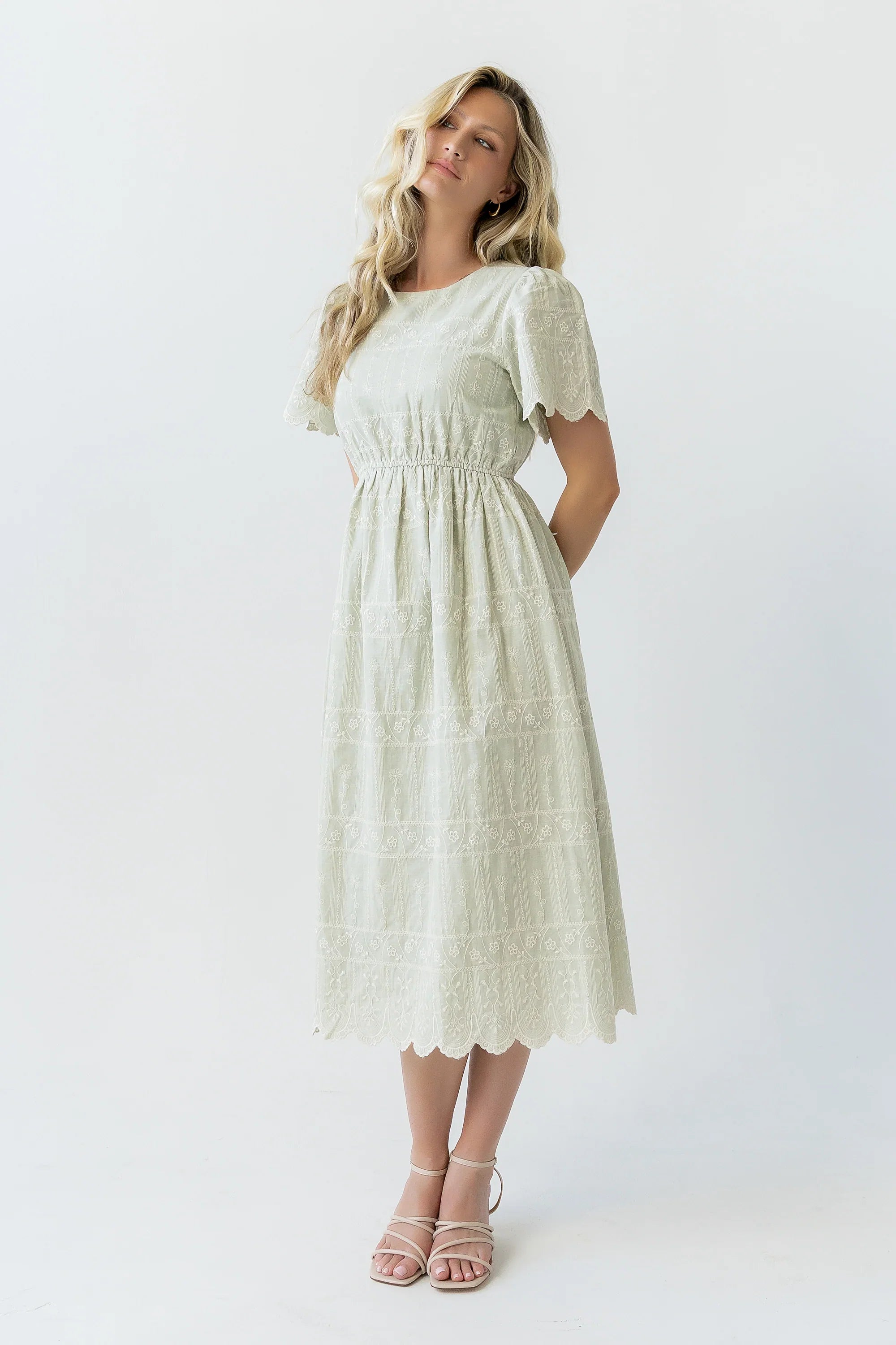 Scotty Embroidered Midi Dress