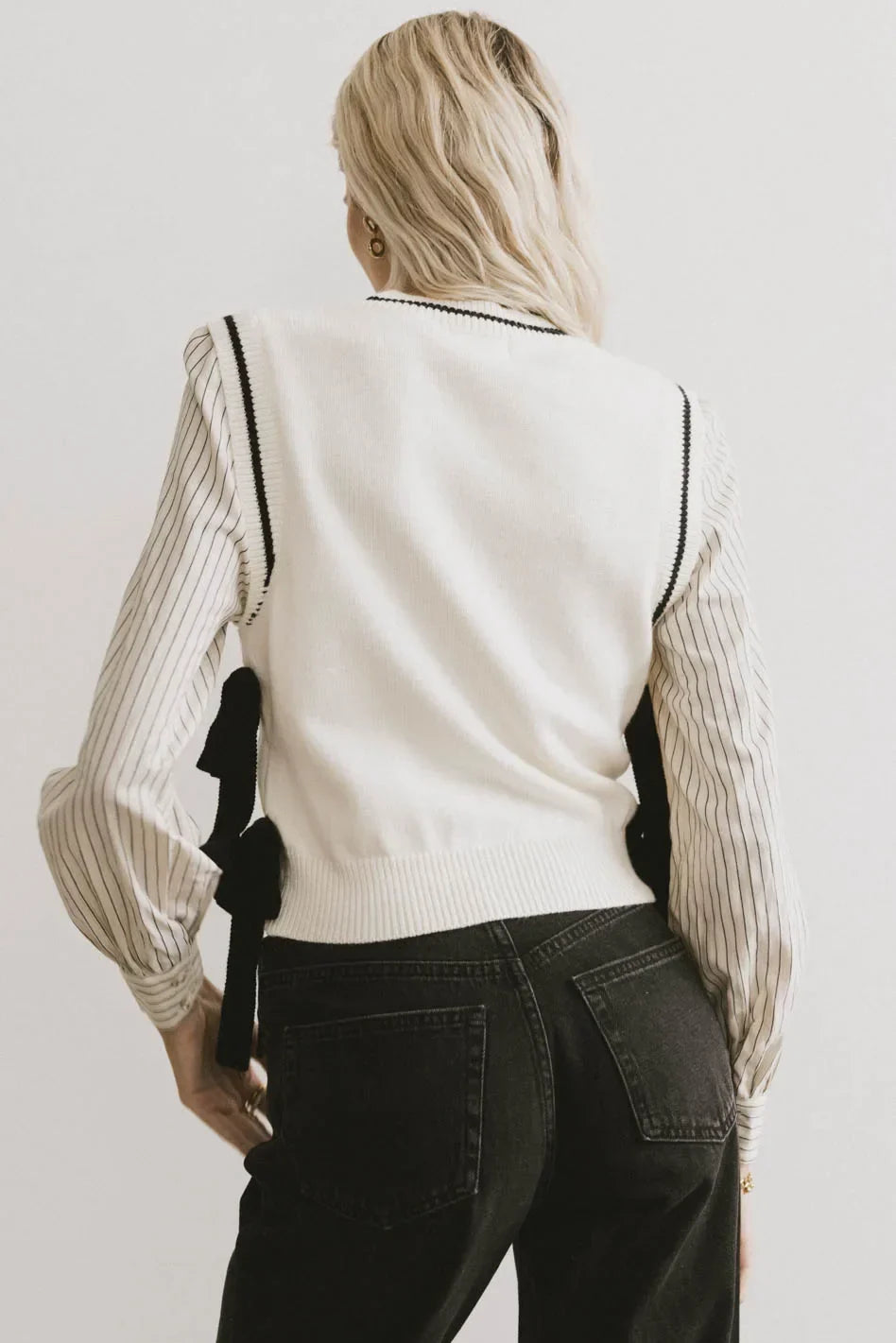 Montie Striped Sweater Top in Cream FINAL SALE
