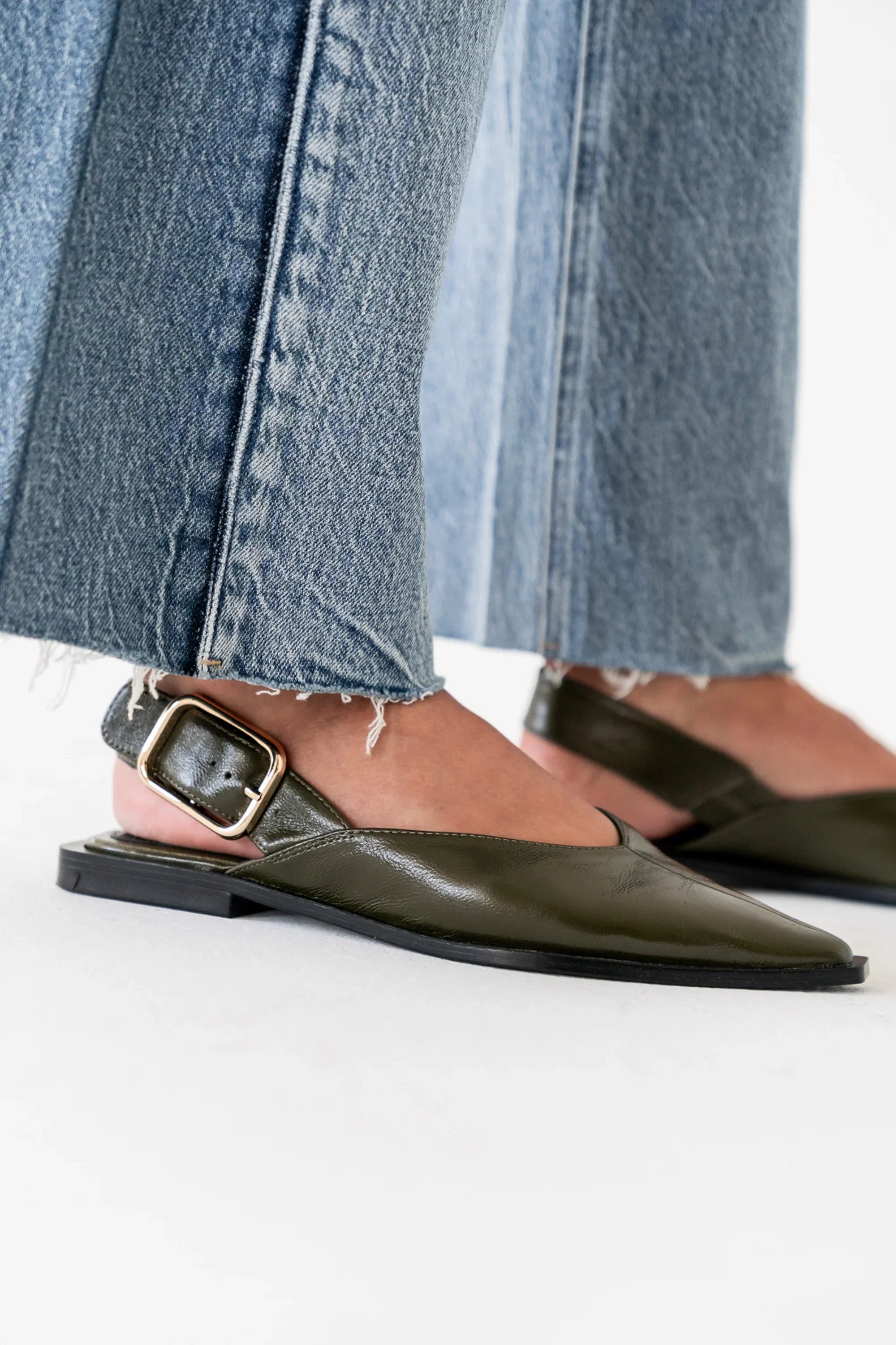 Steve Madden Shay Slingback Flats in Olive FINAL SALE