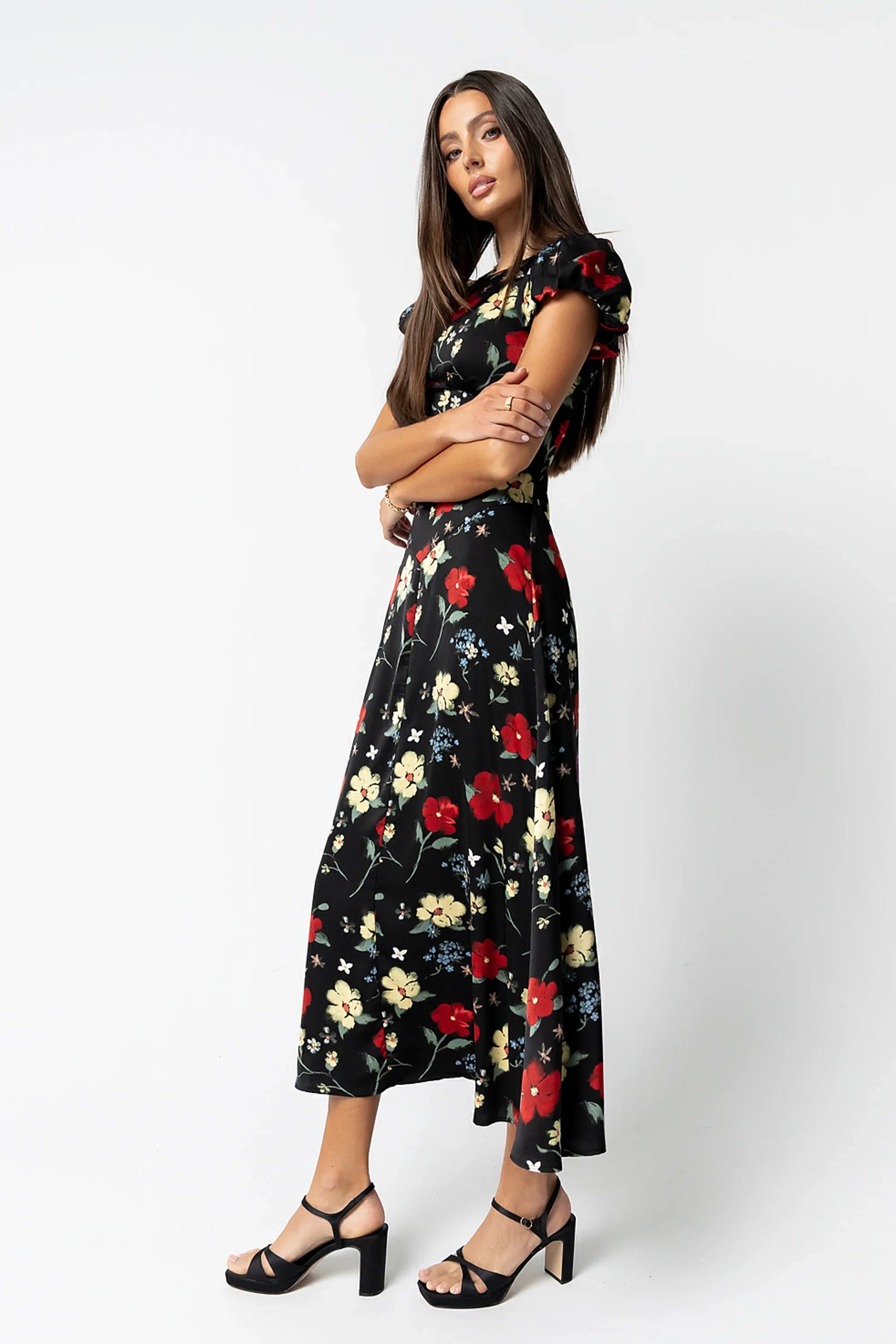 Jenna Floral Maxi Dress in Black