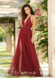 Sydney Maxi Dress Wine Tulle Dress