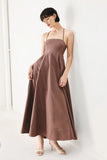 PURE LINE OPEN BACK MIDI DRESS