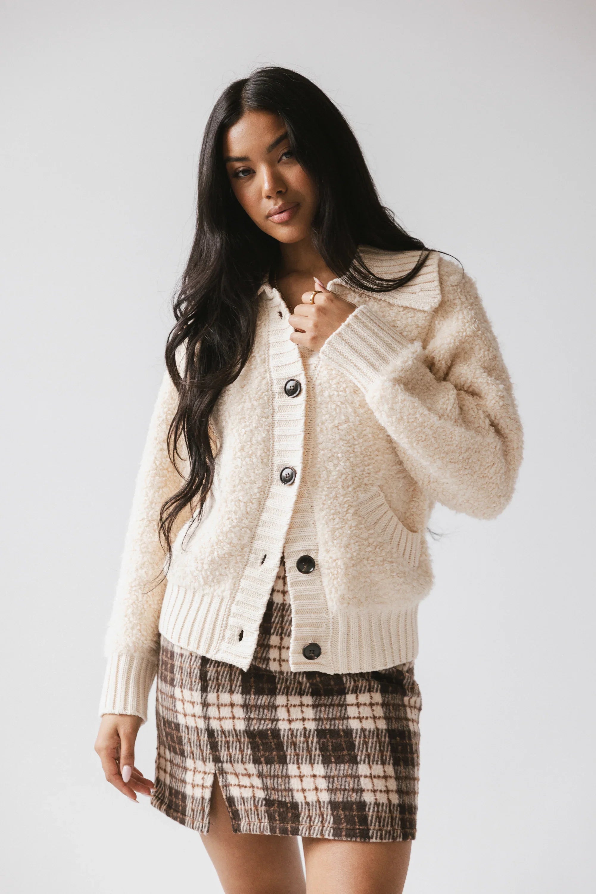 Jonah Collared Cardigan in Cream FINAL SALE