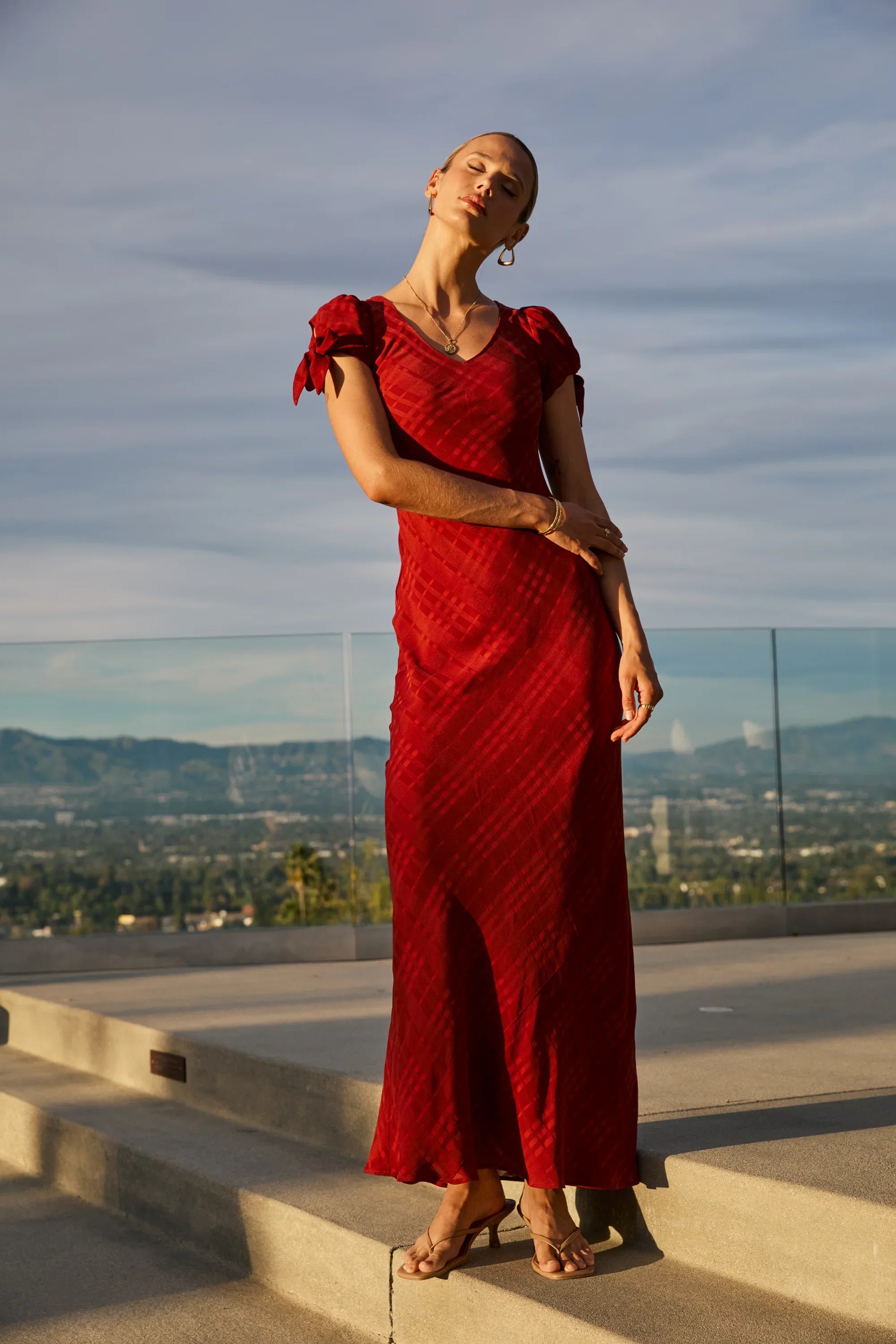Kimmie Maxi Dress in Red Brown