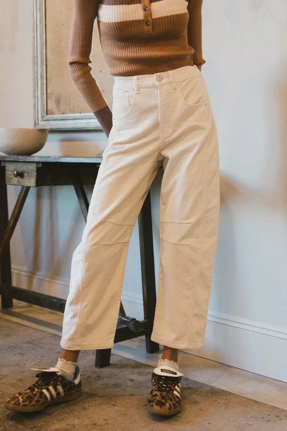 Lisette Barrel Jean in Ivory Courduroy FINAL SALE