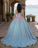 Simple Sequined Shimmer Party Dress with Train