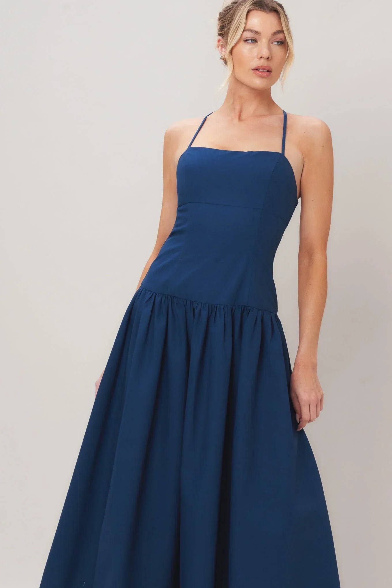 REFINED FLOW NAVY MIDI DRESS