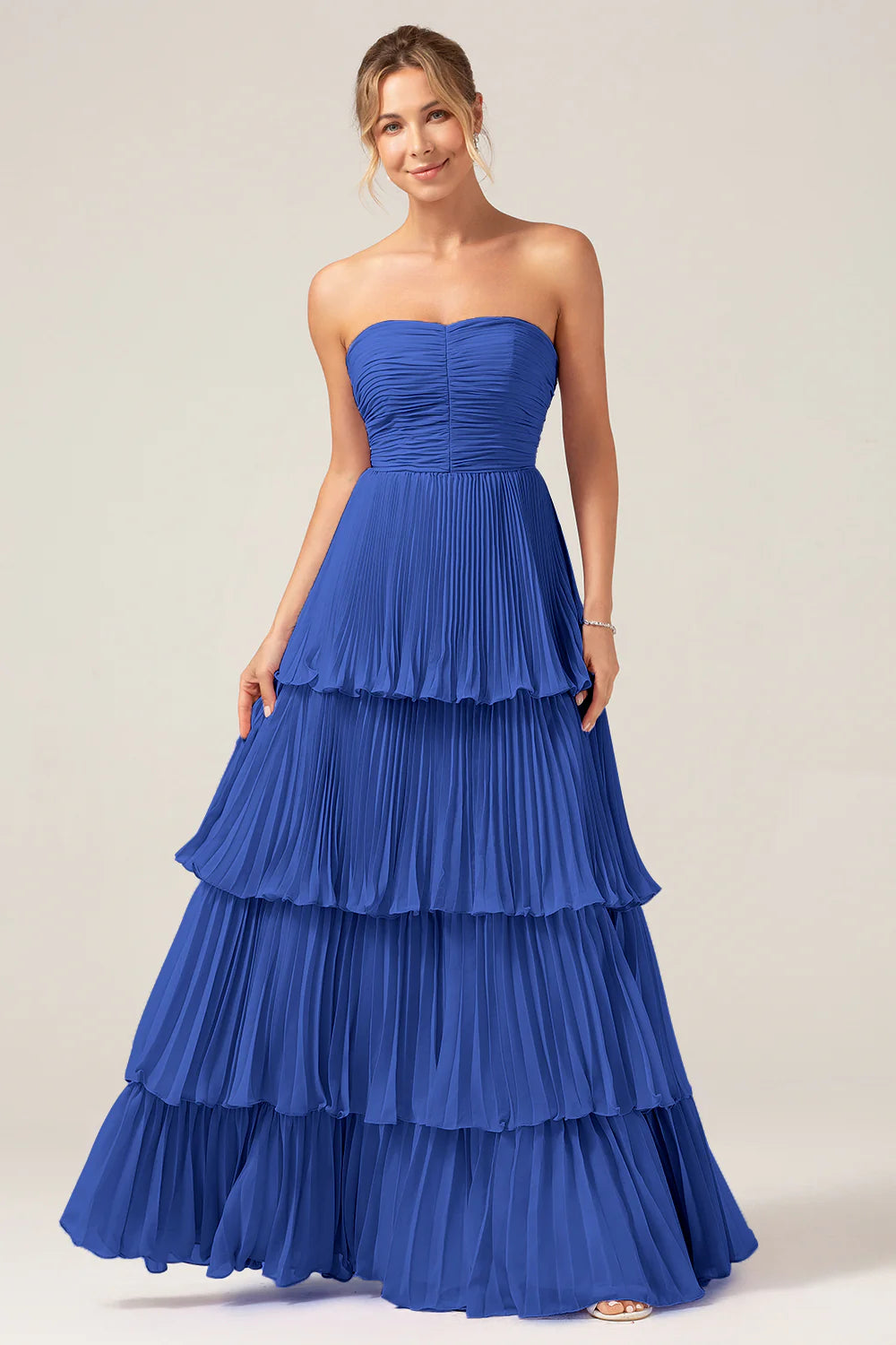 Dusty Sage A Line Sweetheart Tiered Chiffon Floor Length Dress