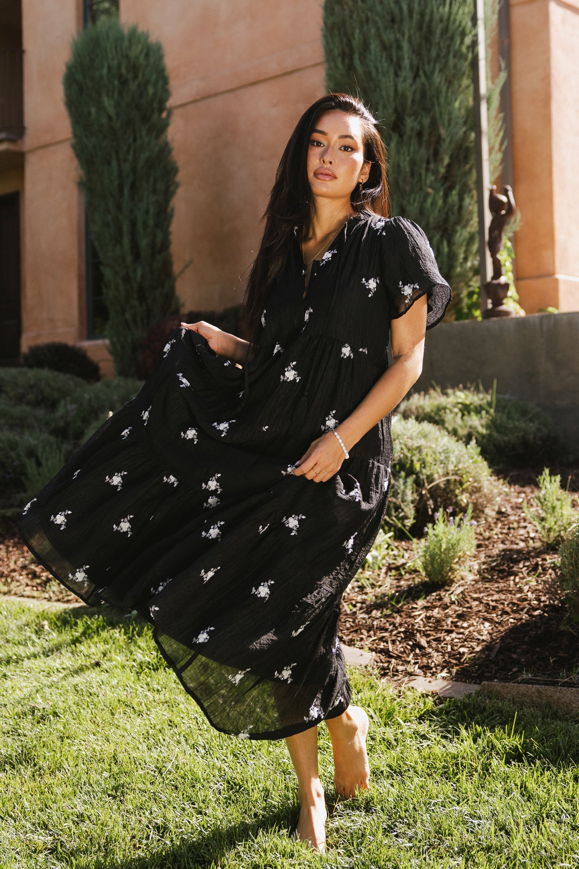 Flynn Embroidered Maxi Dress in Black FINAL SALE