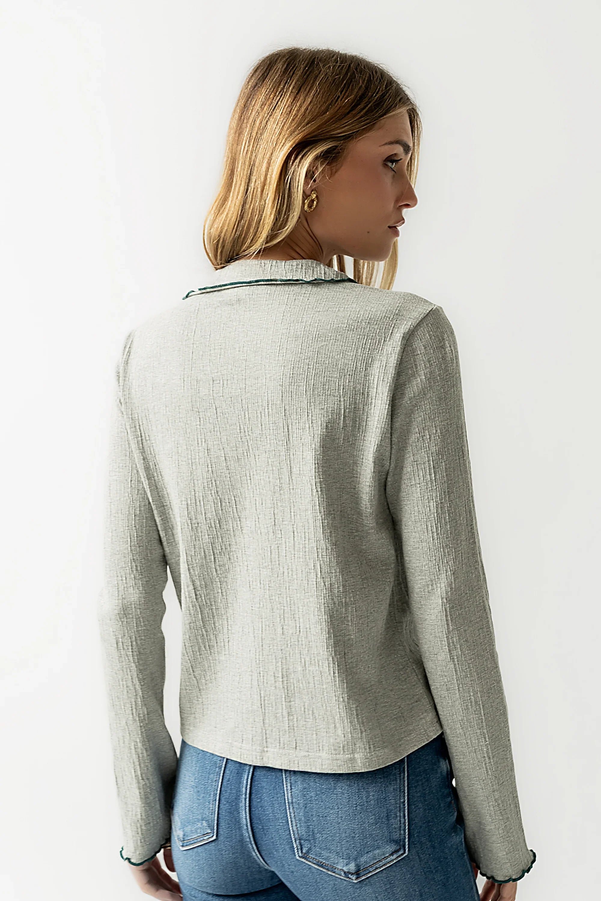 Jazmine Contrast Top in Grey FINAL SALE