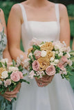 Simple A Line Square Neck Satin Wedding Dress