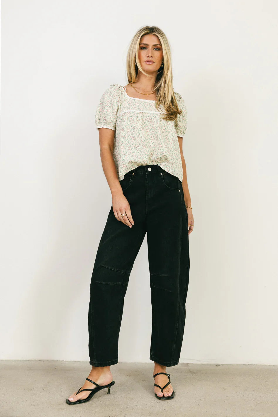 Peony Lace Trim Blouse in Blush FINAL SALE