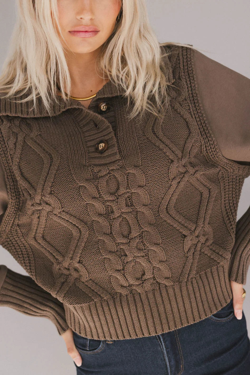 Irene Cable Knit Sweater in Olive FINAL SALE