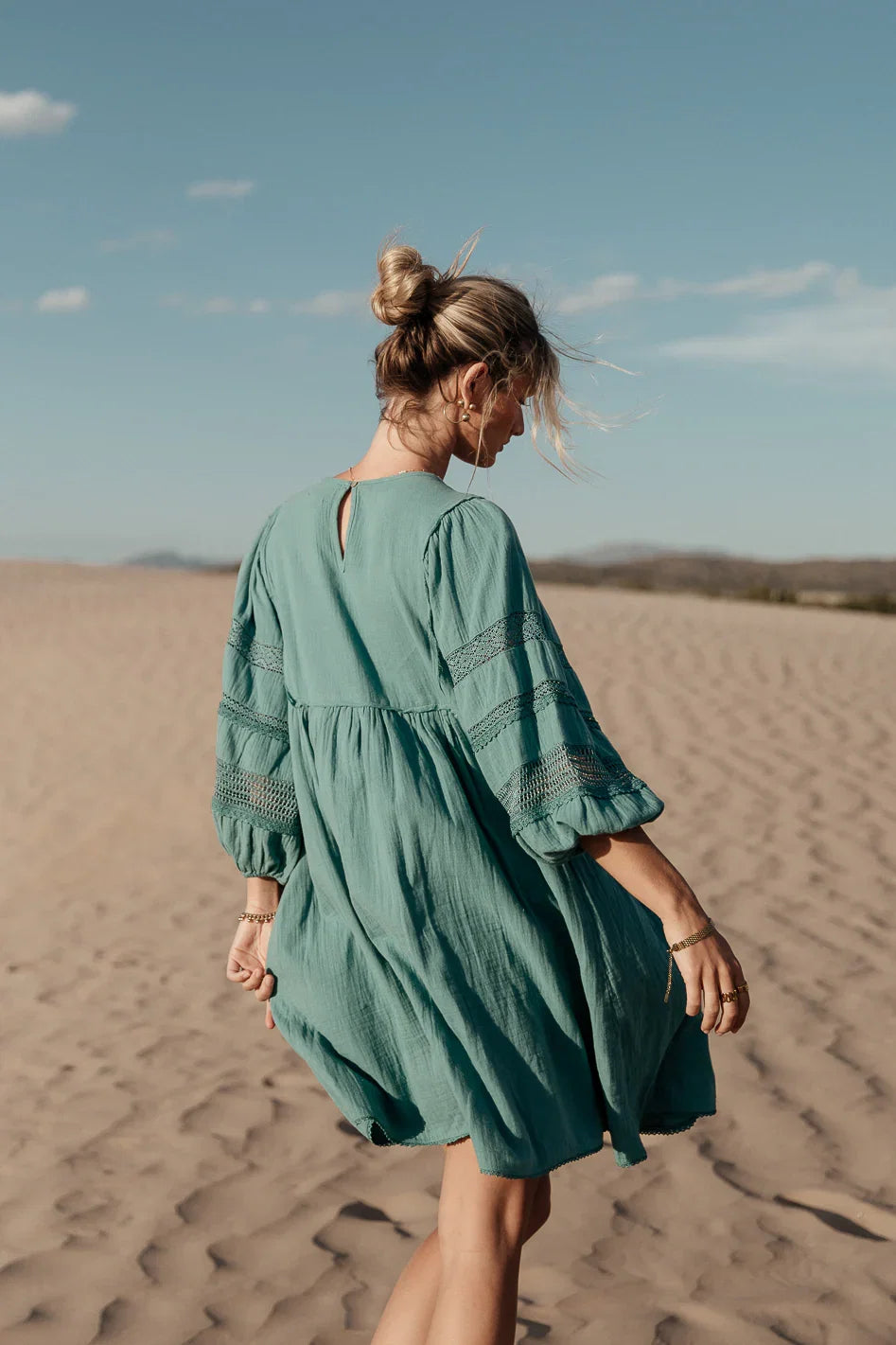 Serendipity Embroidered Dress in Light Teal FINAL SALE