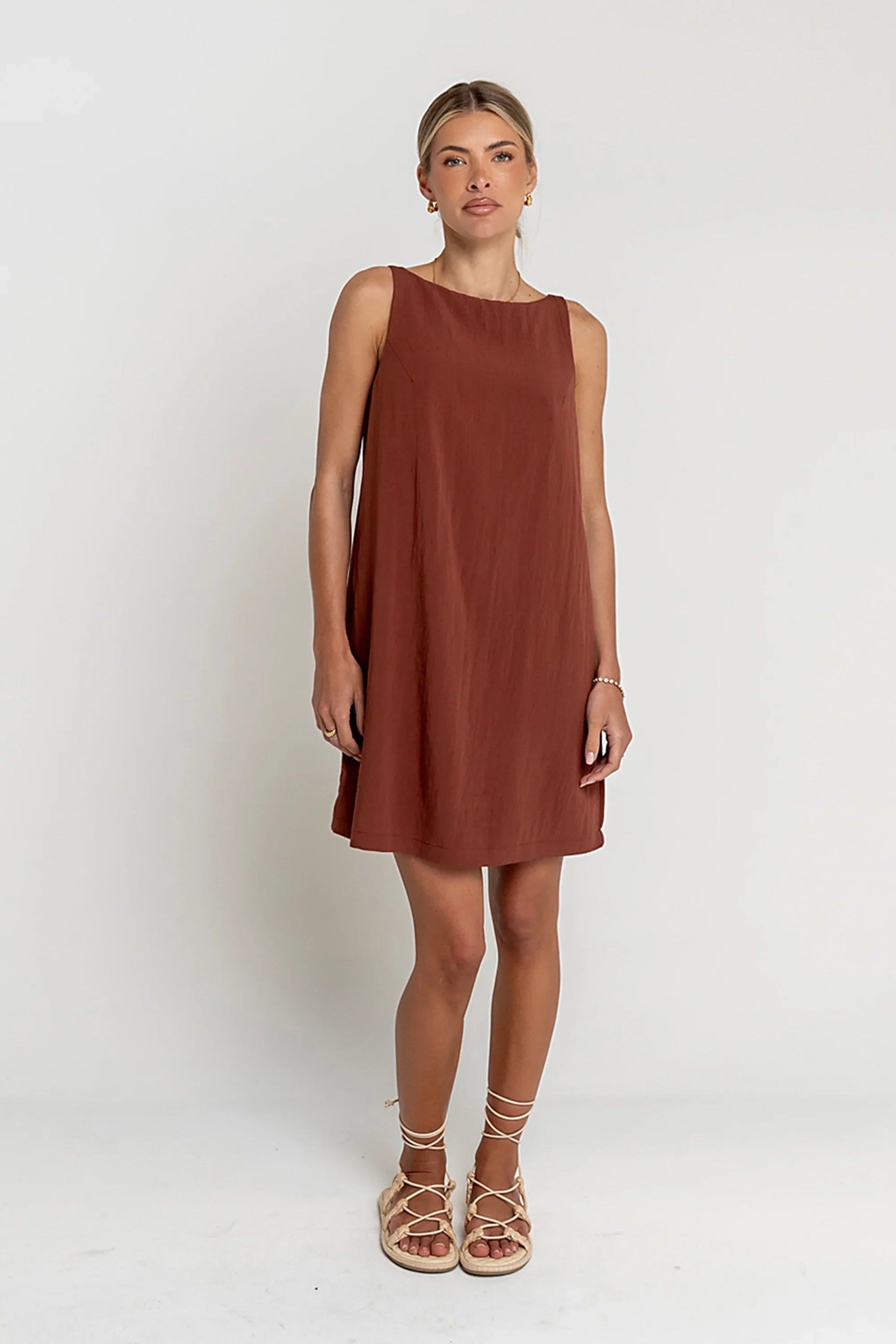 Aria Mini Dress in Brown