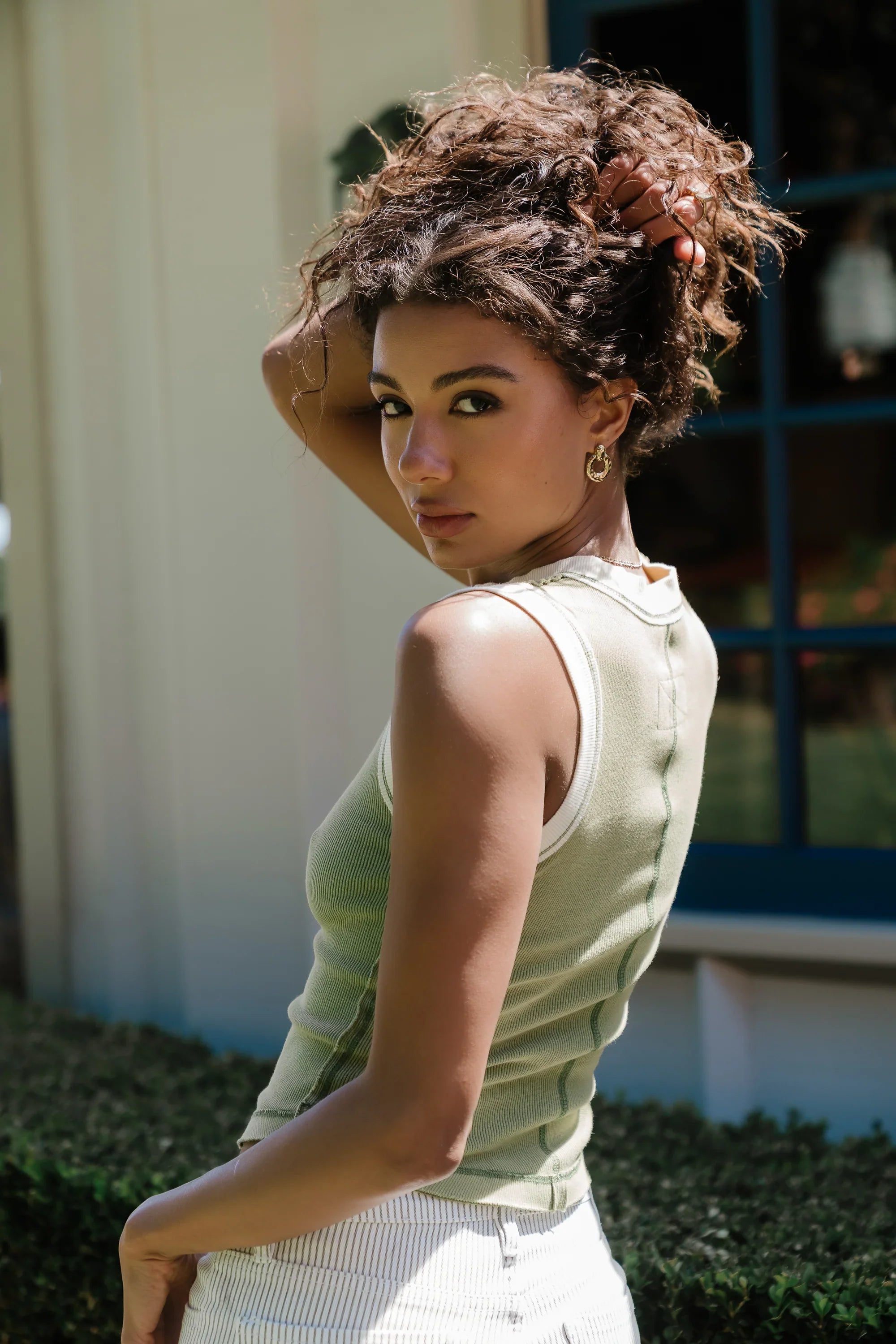 Lilah Reverse Seam Tank in Green