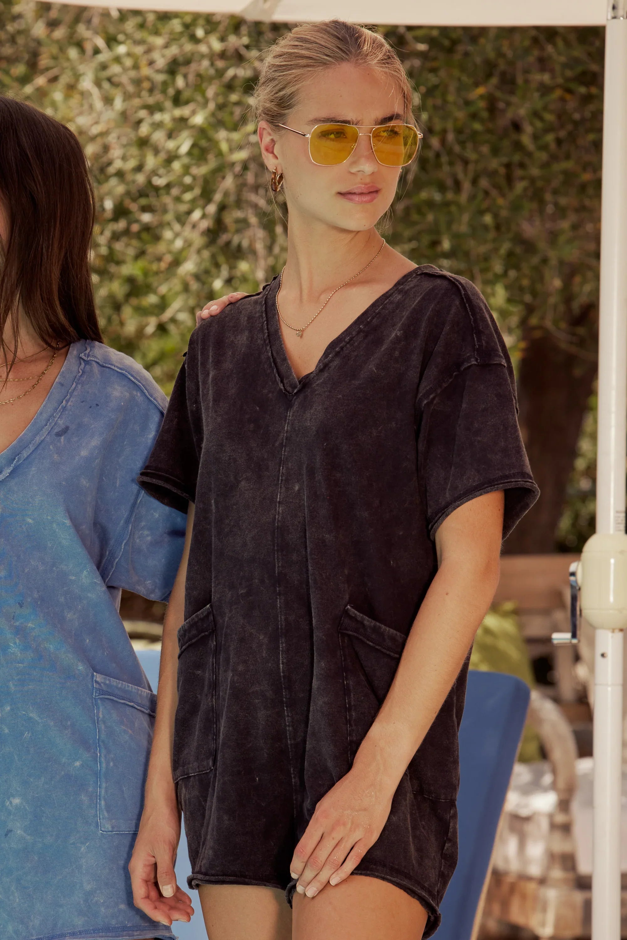 Lynn Relaxed Romper in Black FINAL SALE