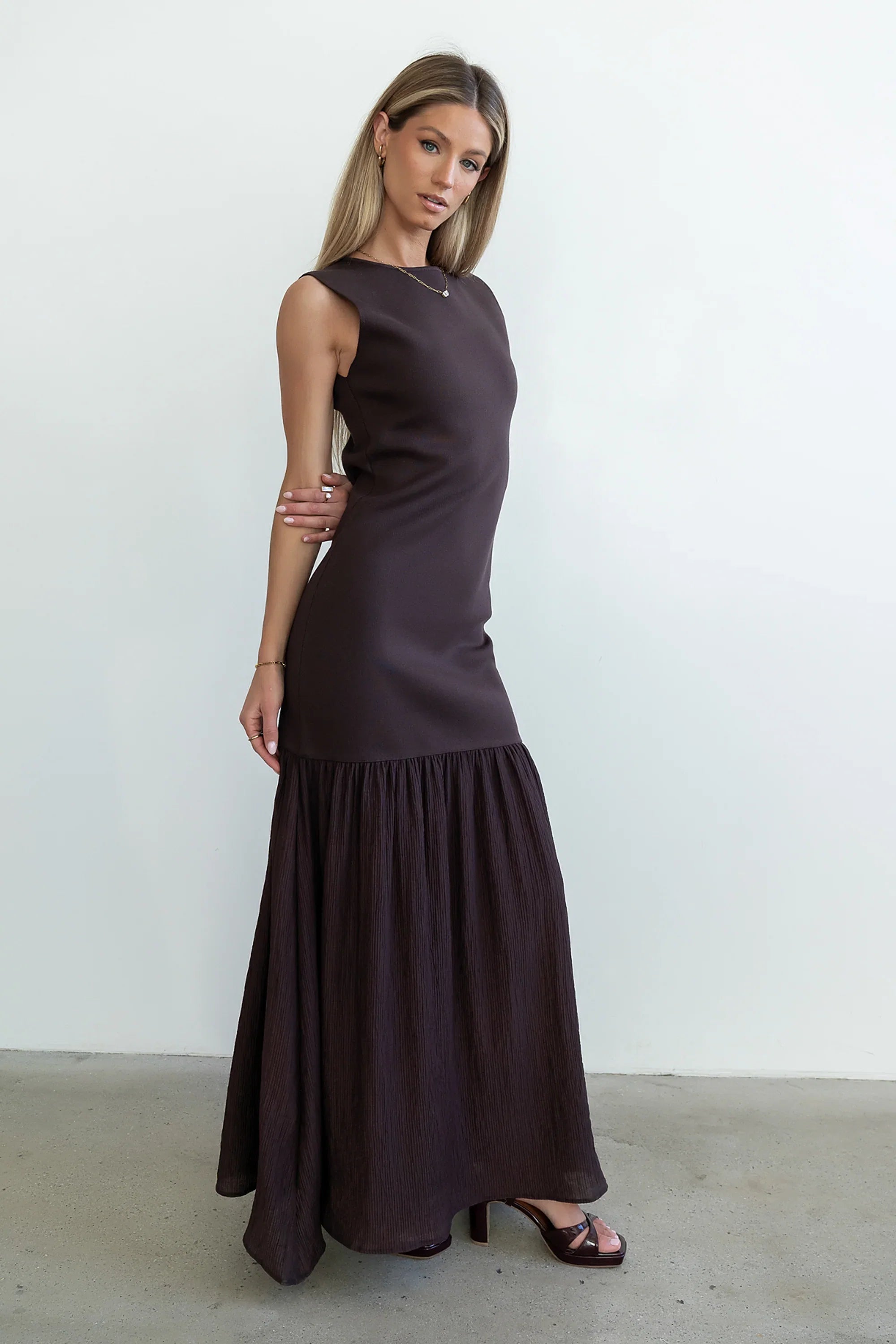 Lindsey Mermaid Maxi Dress in Brown FINAL SALE