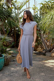Vaeda Ribbed Tie Dress in Slate Blue FINAL SALE