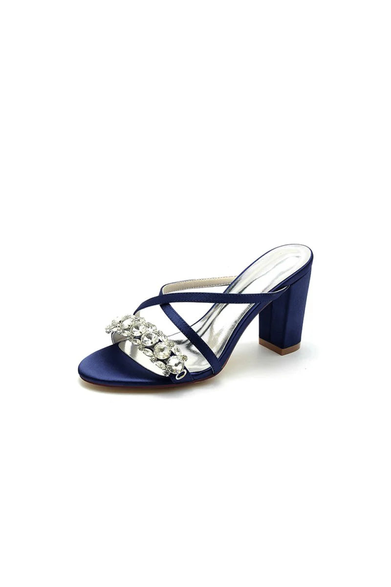 Sliver Open Toe Sandals with Rhinestone