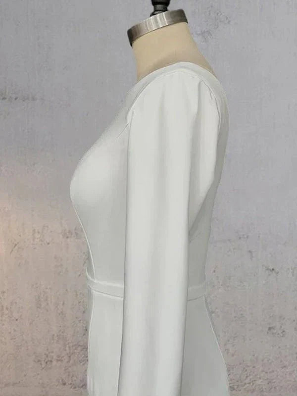 Mermaid Scoop Neck V Back Satin Wedding Dress