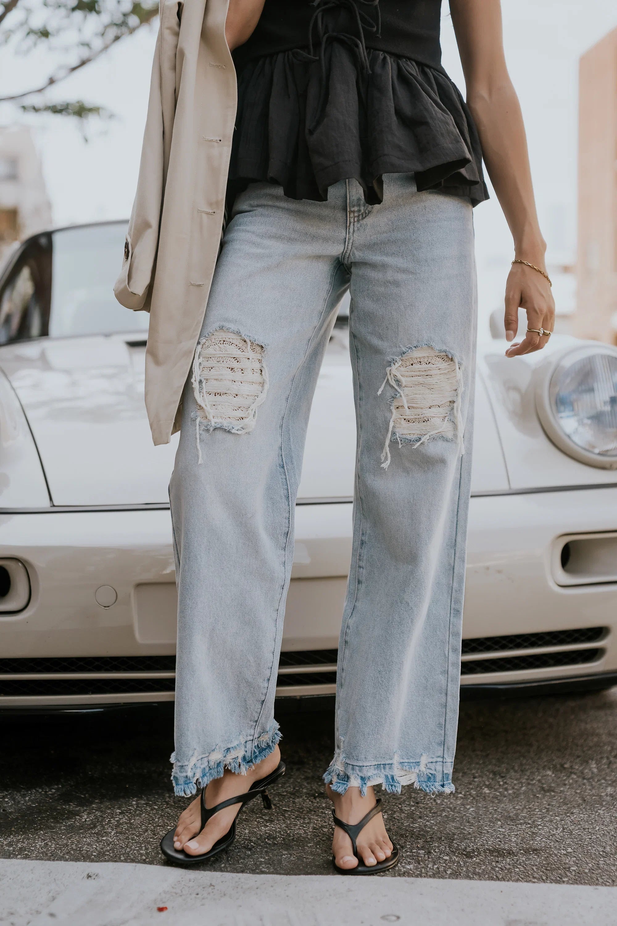 Marvin Crochet Wide Leg Jeans