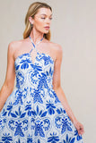 FLAHERTY BLUE WHITE MIDI DRESS