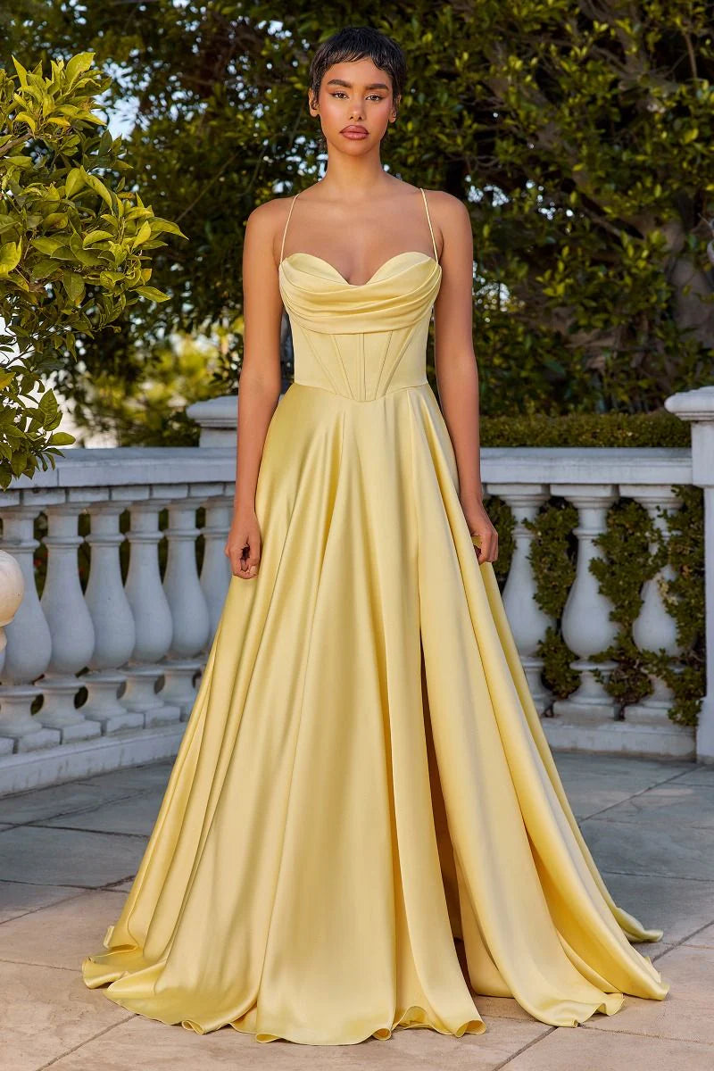 COSIMA GOWN LUXE SATIN A LINE CORSET DRESS