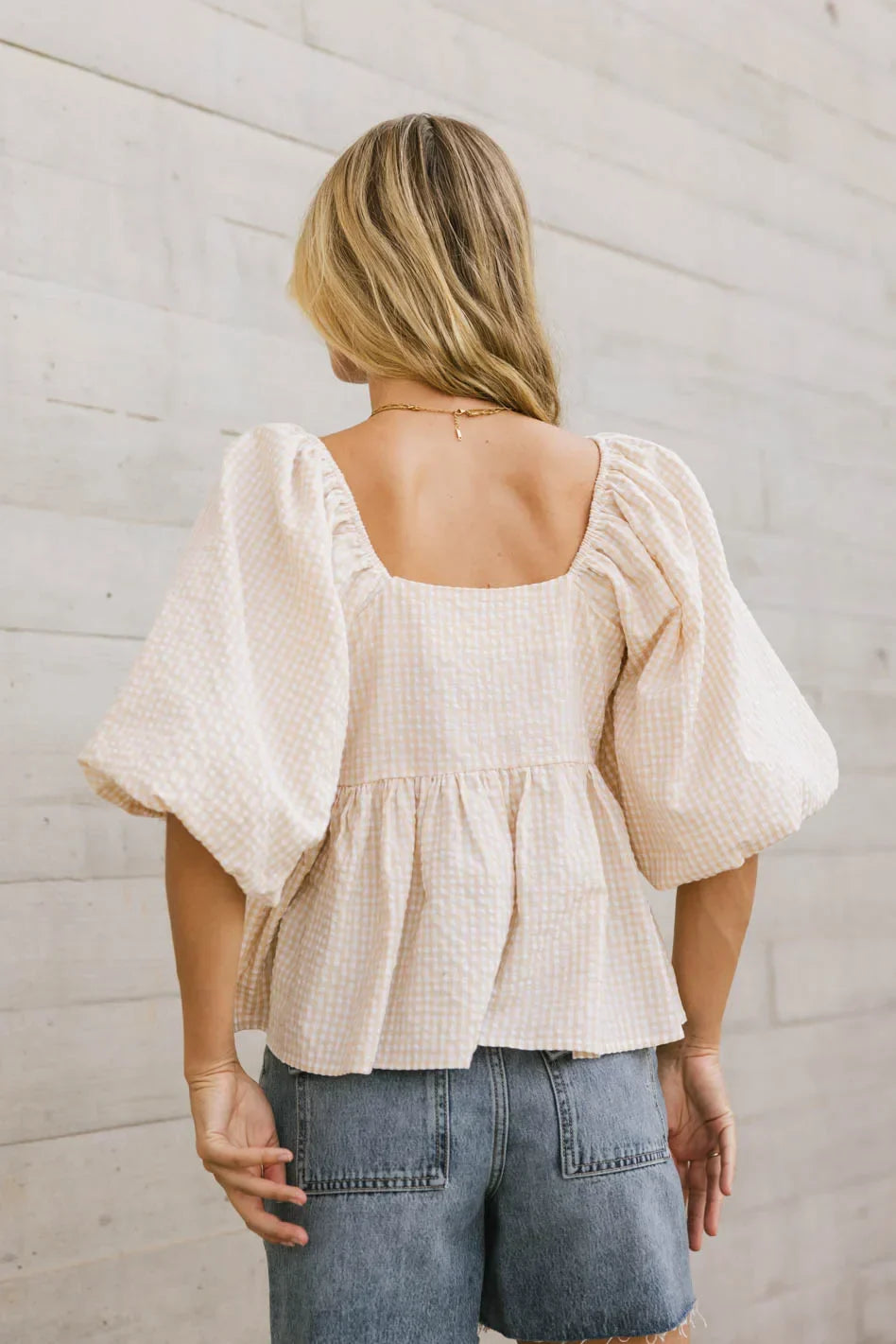 Delilah Gingham Peplum Top FINAL SALE