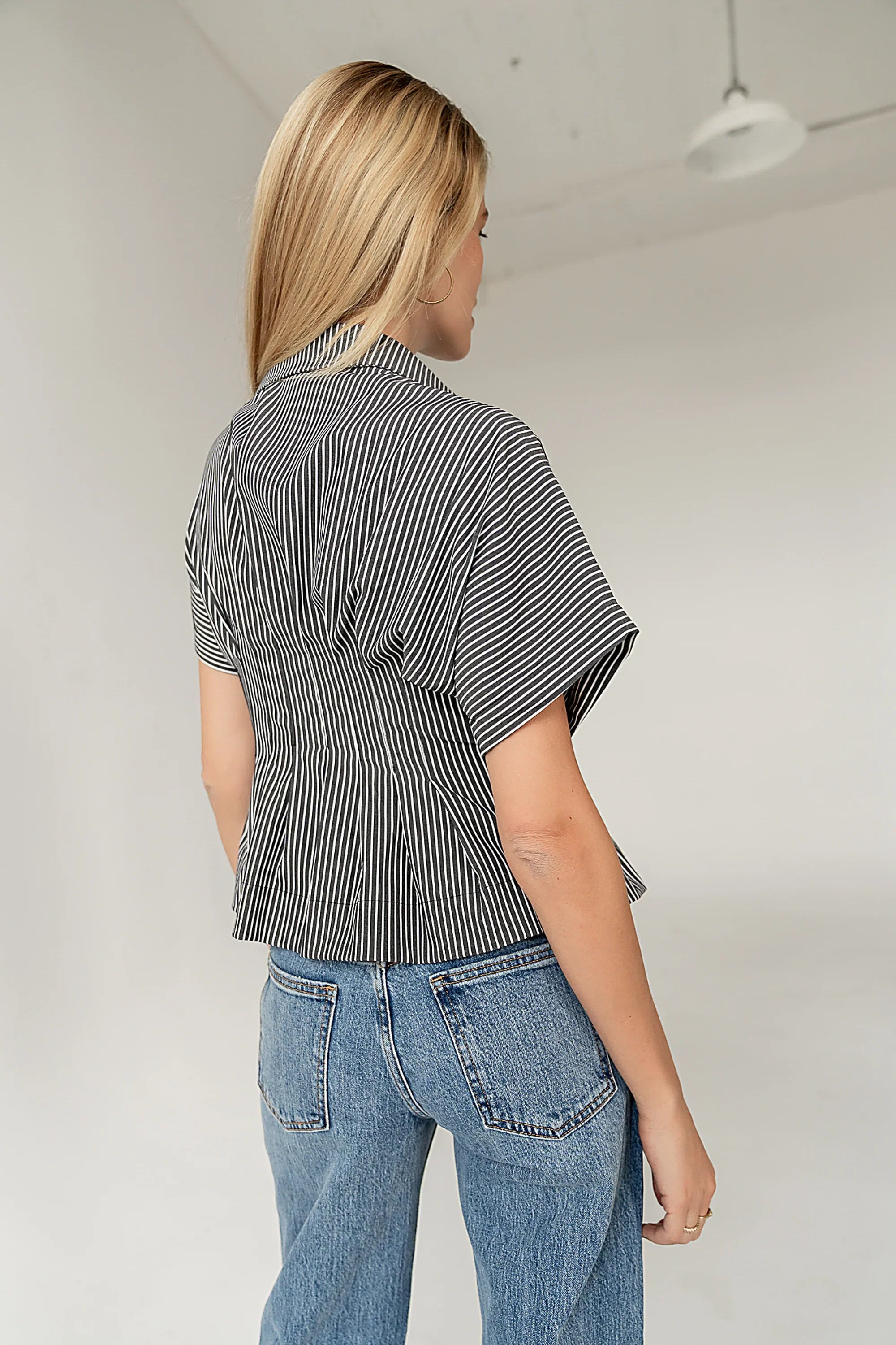 Alec Striped Blouse in Grey FINAL SALE