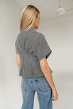 Alec Striped Blouse in Grey FINAL SALE