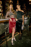 Walter Vegan Leather Midi Skirt in Black