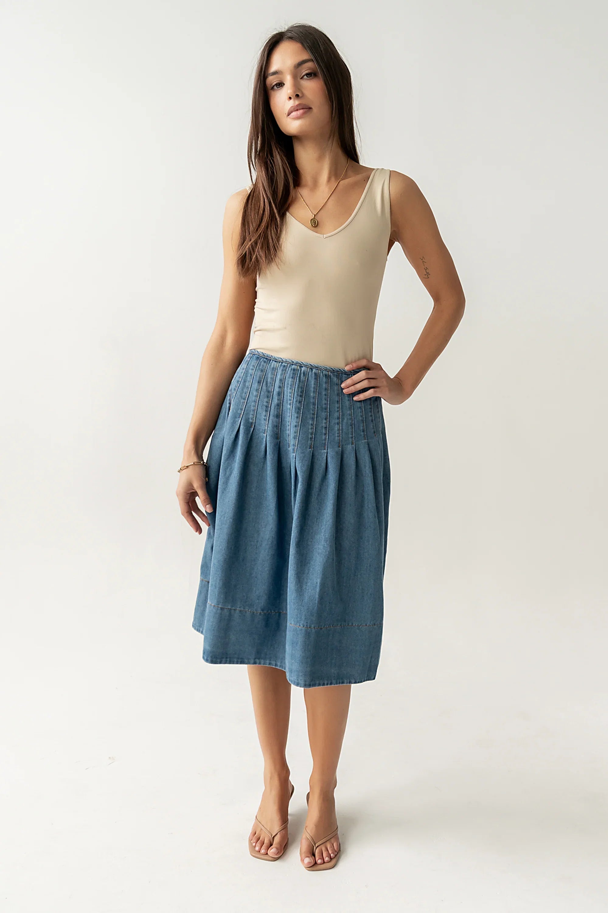 Sierra Pleated Midi Skirt