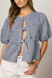Milandra Striped Peplum Top FINAL SALE