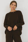 Jesse Waffle Knit Top in Brown FINAL SALE