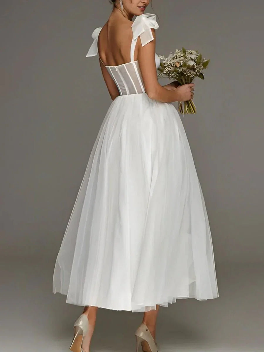 Sex Short White Wedding Dresses With Tulle Tea Length