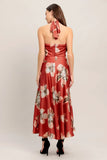 CANT LOOK AWAY CORAL RED MIDI DRESS FINAL SALE