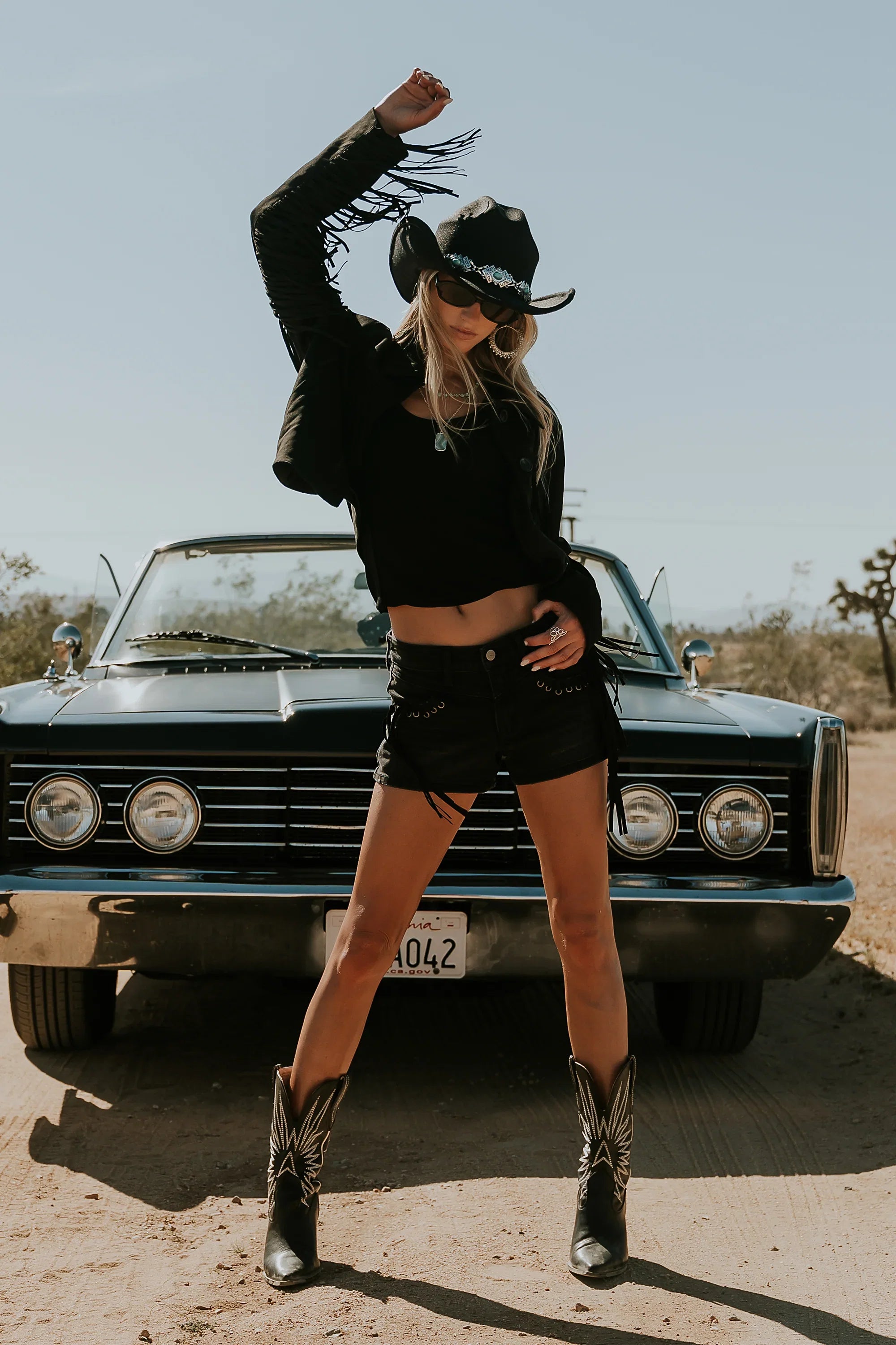 Leia Fringe Micro Shorts in Black
