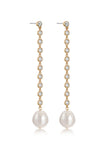 Crystal Chain Pearl Drop Earrings