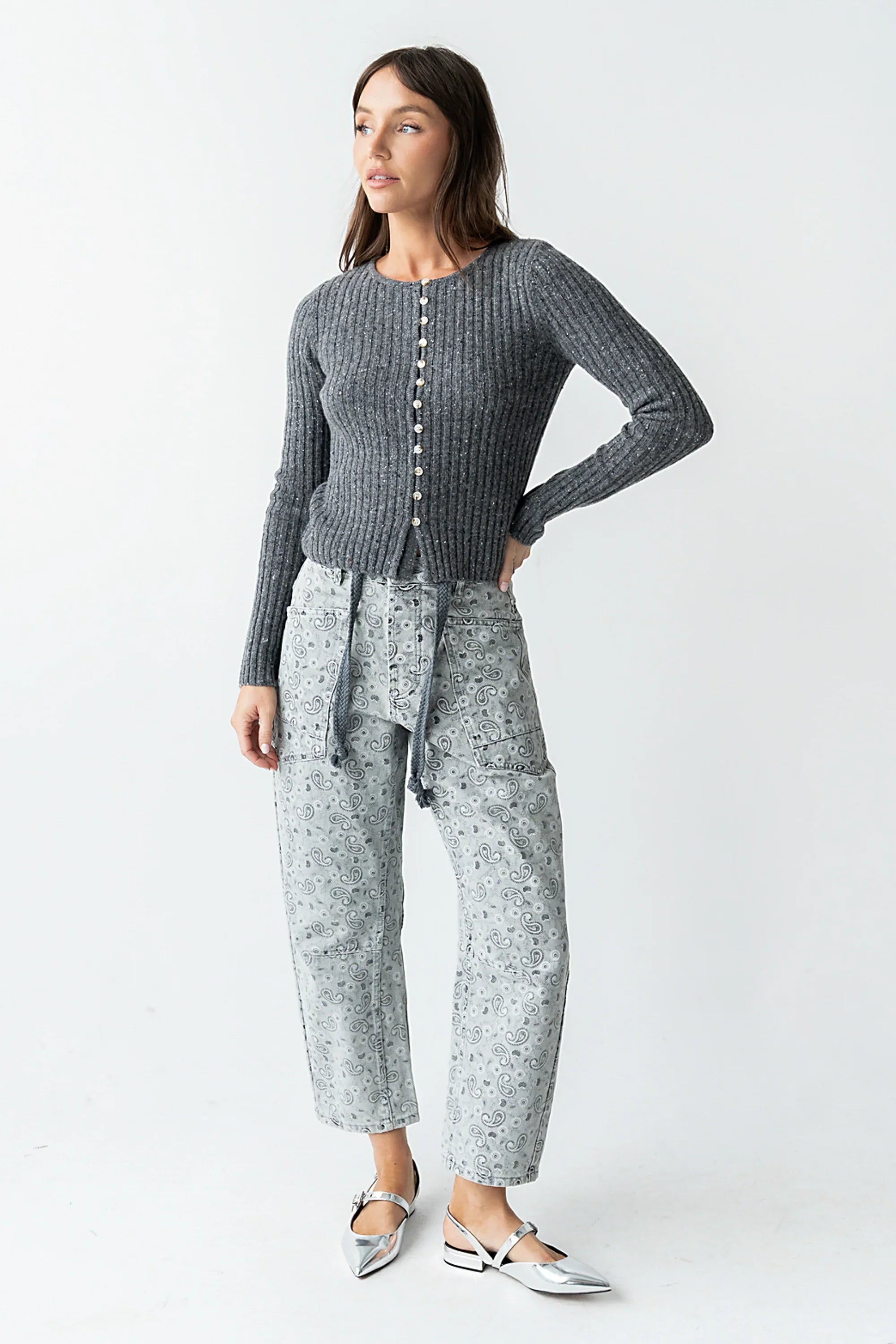 Hellen Knit Cardigan in Charcoal