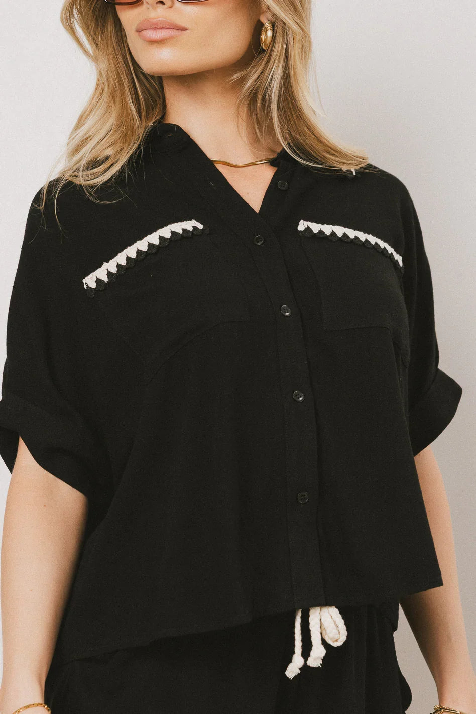 Kiana Embroidered Button Up FINAL SALE