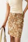 Juno Floral Mini Skirt in Camel