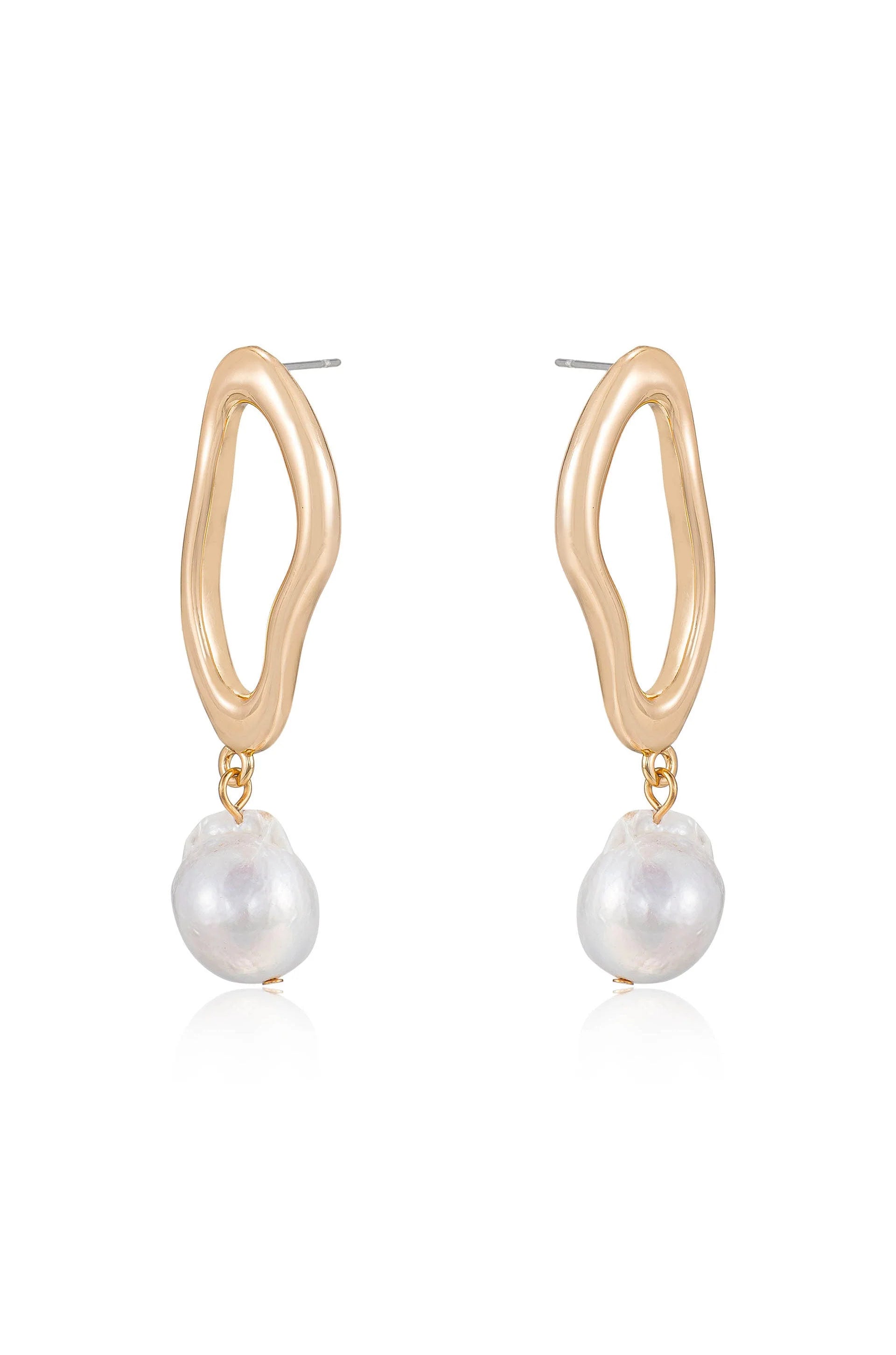 Open Circle Freshwater Pearl Earrings