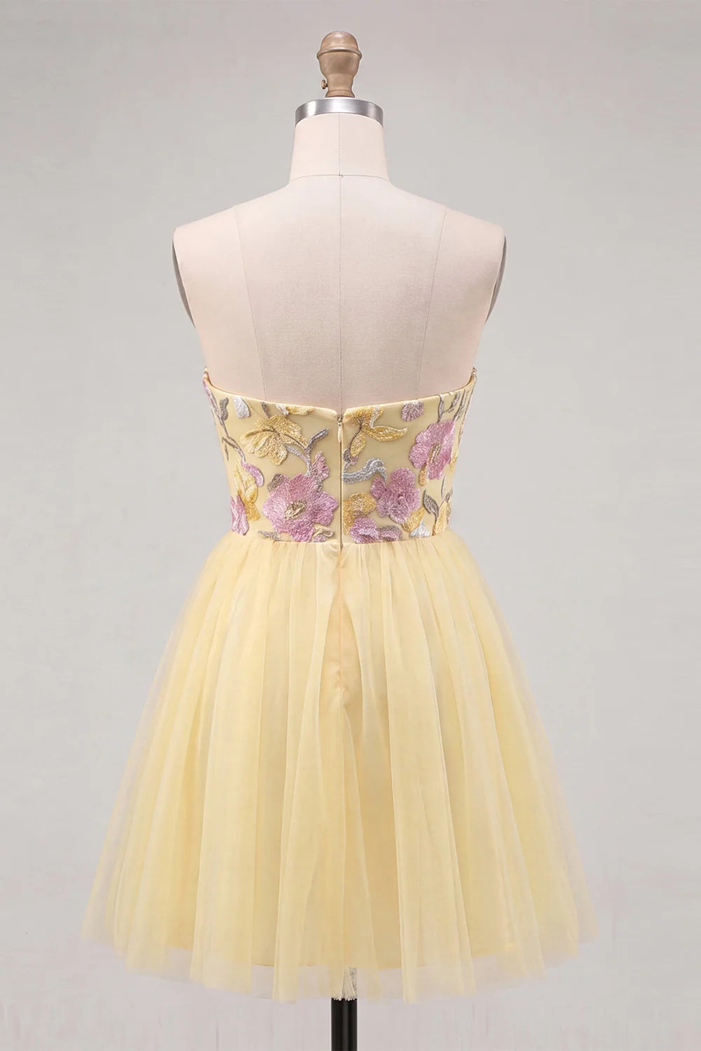 Orange Embroidered A Line Strapless Short Homecoming Dress
