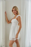 Scarlett Lace Trim Flutter Strap Mini Dress