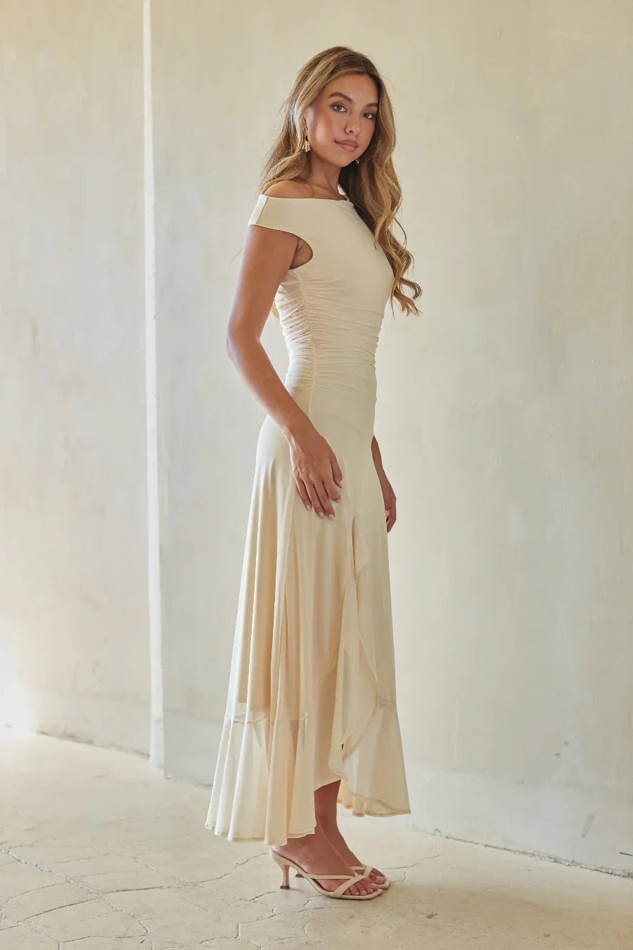 Raquel Mesh Ruffle Maxi Dress