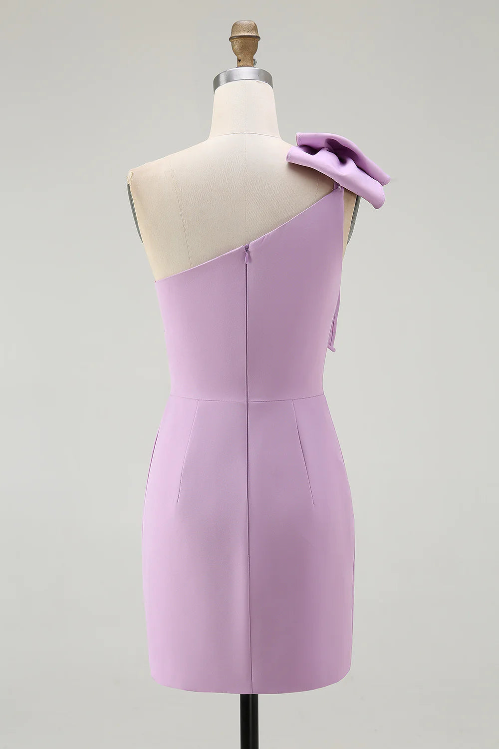 White One Shoulder Bodycon Graduation Dress with Bow