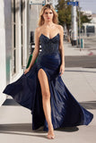 Atlas Gown Strapless Taffeta Fitted Gown