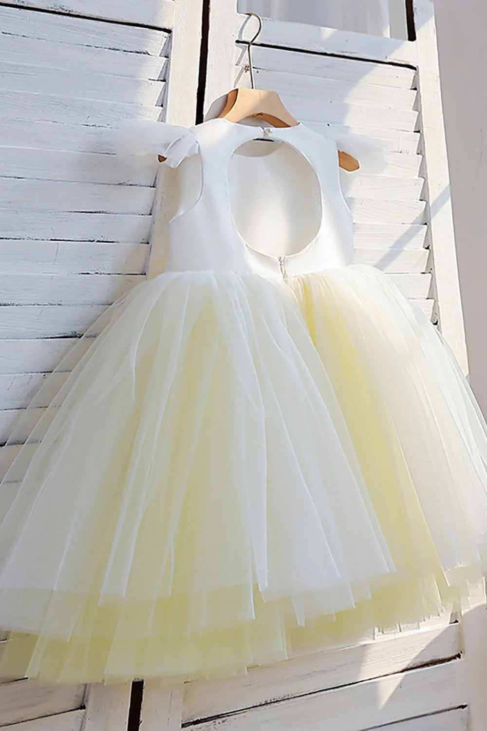 Yellow A Line Tulle Open Back Light Flower Girl Dress